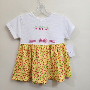Buster Brown NWT cherry print dress with‎ button back girls size 6X